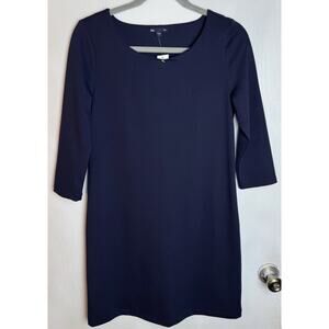 GAP Navy Blue Shift Dress Small 3/4 Sleeve Knee Length Pleated Back NEW